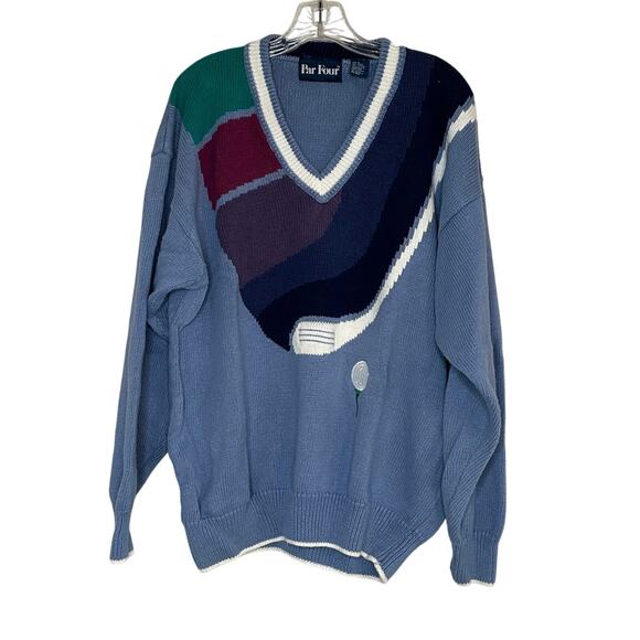 Par four Other - 90s Par Four Novelty Golf Grandpa Sweater blue